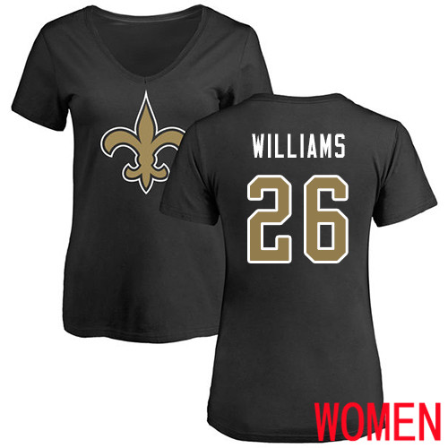 New Orleans Saints Black Women P J  Williams Name and Number Logo Slim Fit NFL Football #26 T Shirt